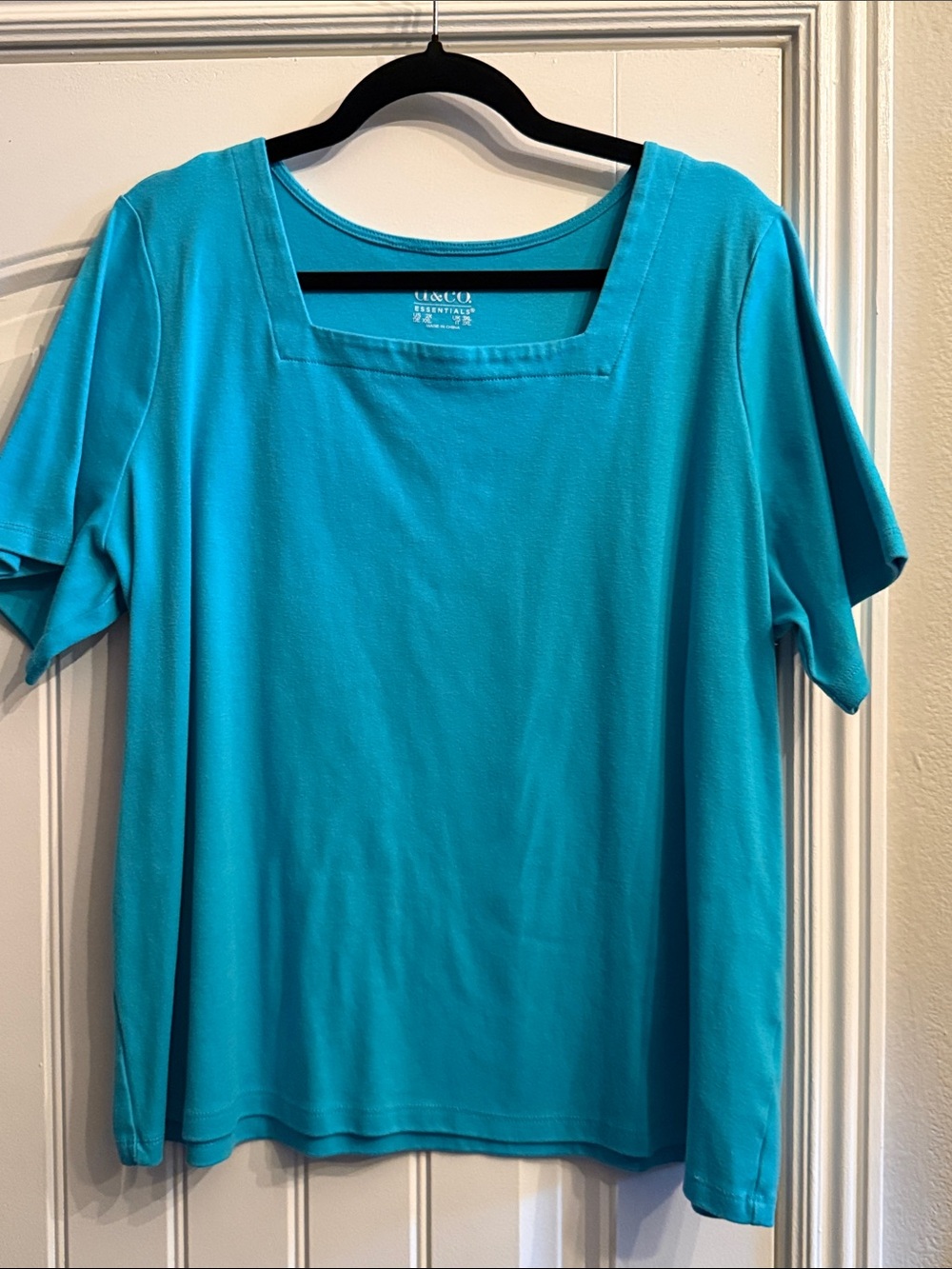 Croft & Barrow Turquoise Square Neck Short Sleeve Tee